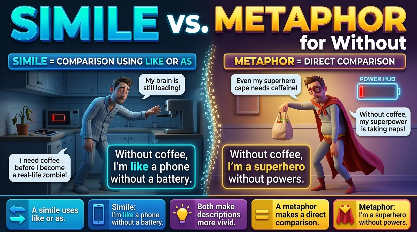 Simile vs. Metaphor for Without