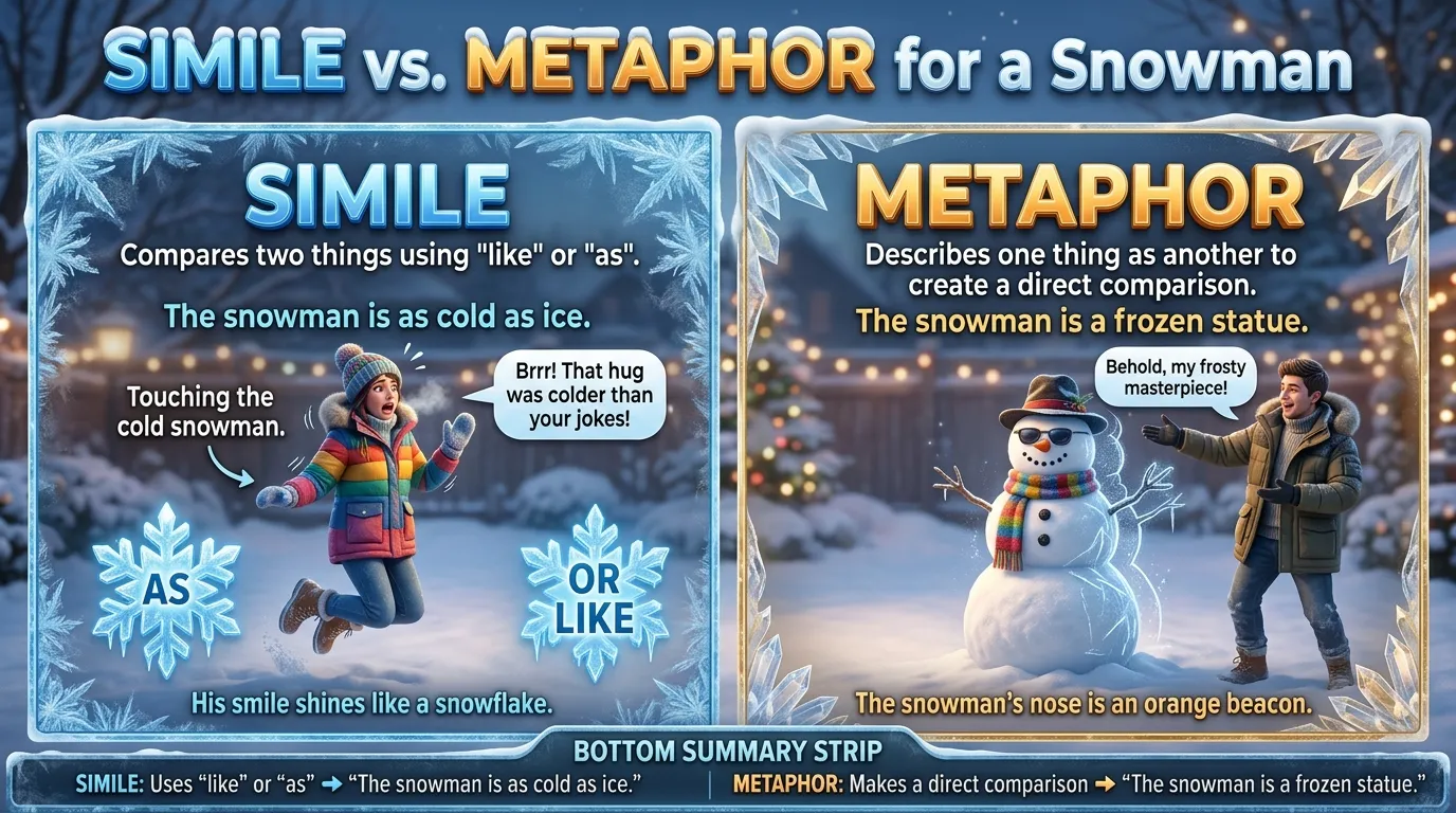 Simile vs. Metaphor for a Snowman