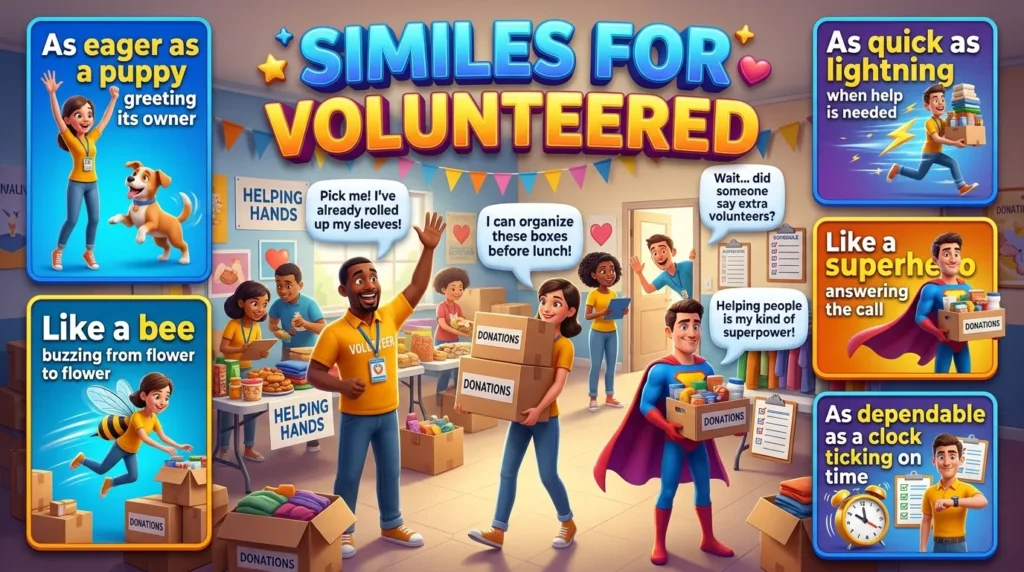 Similes for Volunteered
