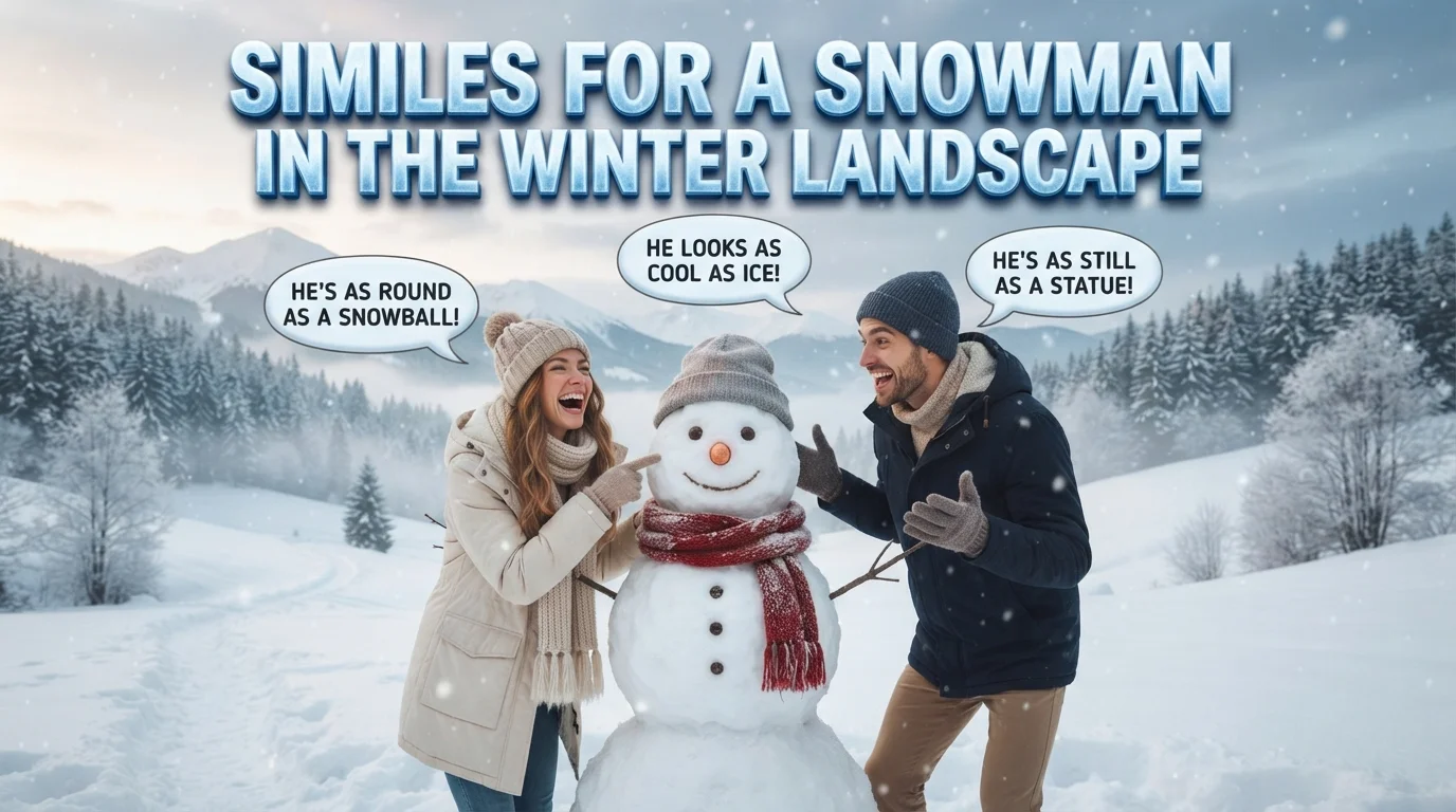 Similes for a Snowman in the Winter Landscape